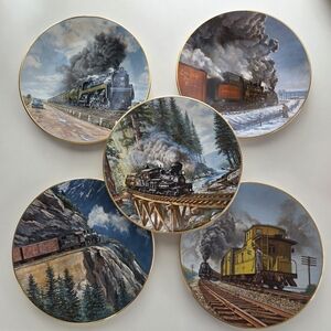 Vintage Train Collector Plates Set